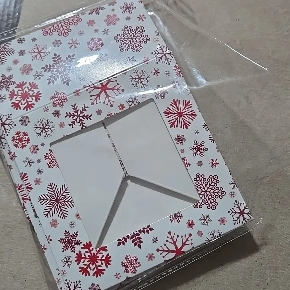 Festive Snowflake Gift Boxes 3 Red White Clear Window Mini